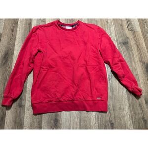 Denim Flower Sweater, Women's Size Large, Red, Pullover, Crew Neck